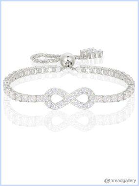 S925 Sterling Silver 18K Gold Vermeil Moissanite Infinity Bracelet Adjustable